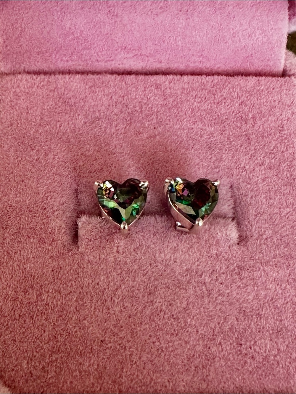 Heart-Shaped Mystic Topaz Stud Earrings - Picture 3 of 6